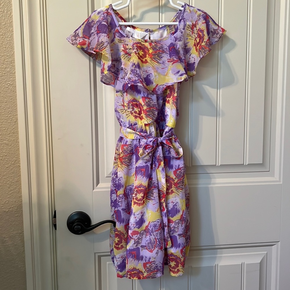 Purple dress with butterfly pattern